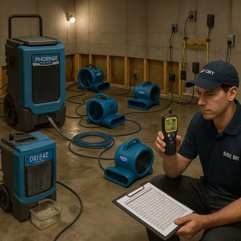 Structural Drying and Dehumidification process in Winters, CA